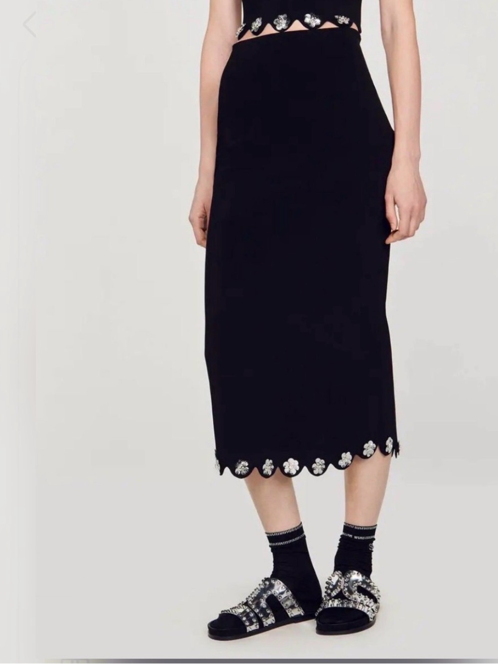 Sandro Long Black Knit
Sequin Skirt